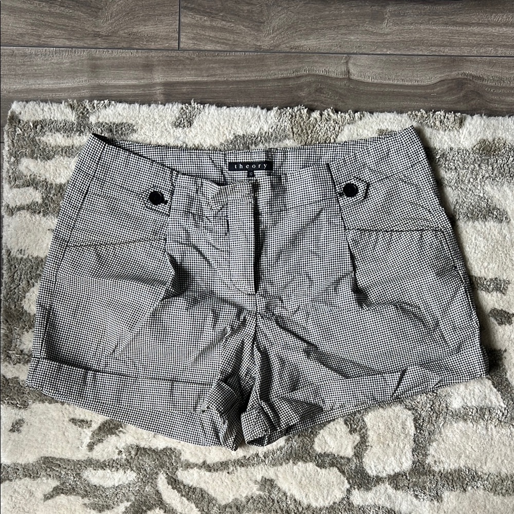 Theory High Waist Black and White Shorts